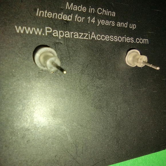 Iridescent Shimmer Rhinestone Earrings with Silver Heart from Paparazzi - Picture 6 of 8